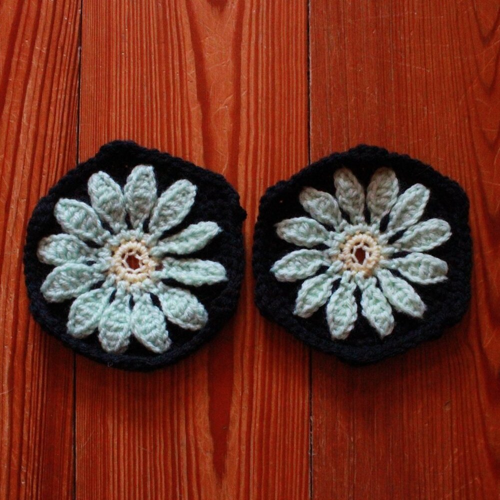 Vintage Pair of Handmade Crochet Drink Coasters